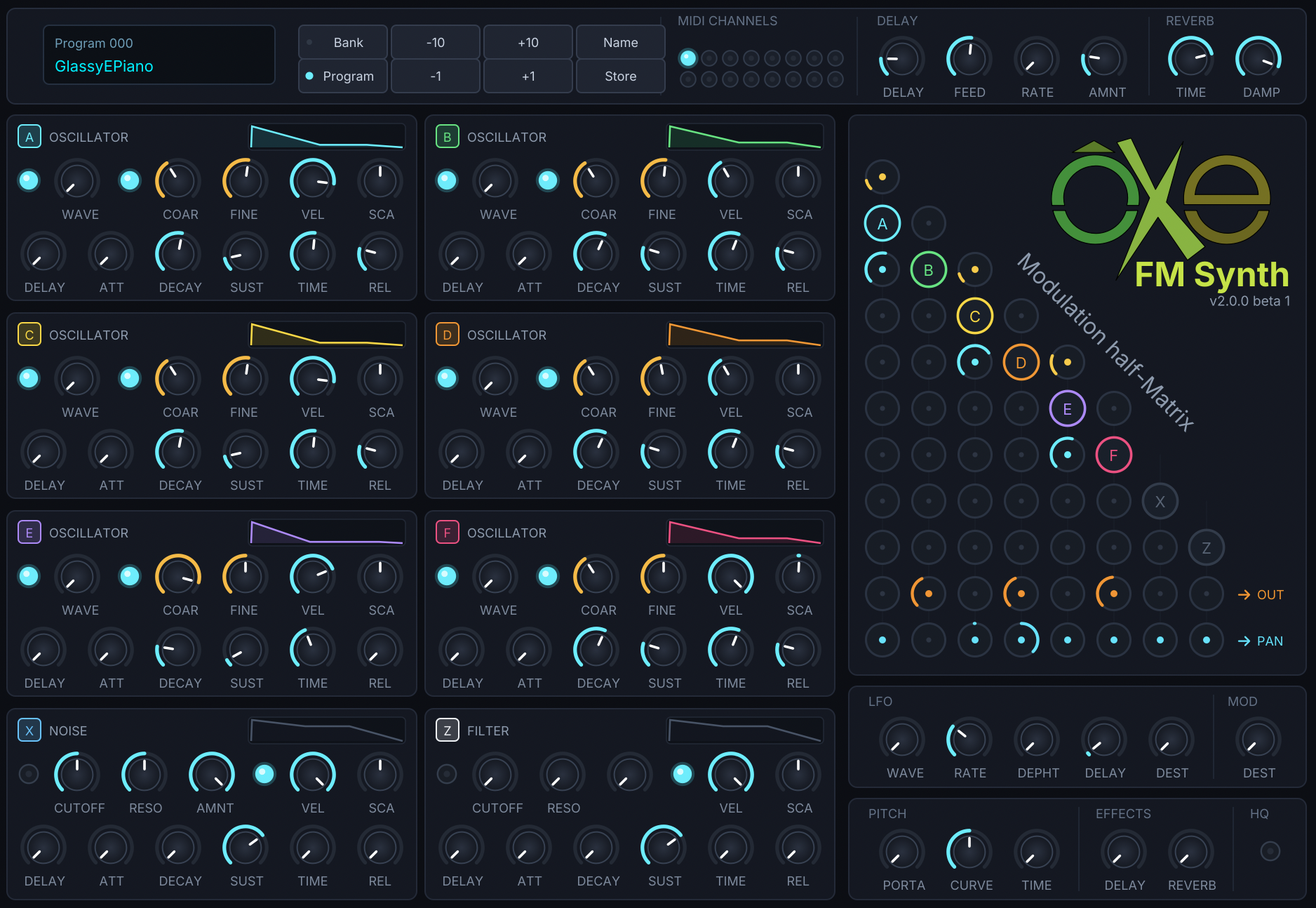 Oxe FM Synth GUI Screenshot